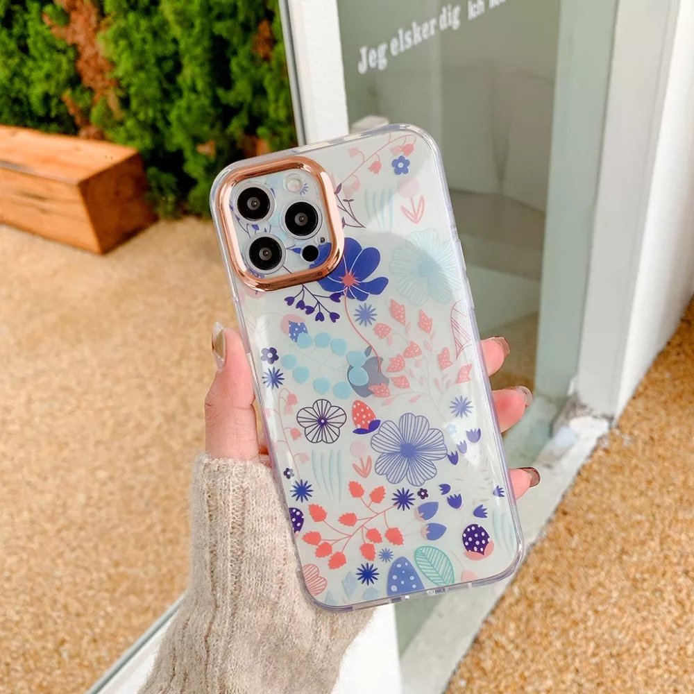 Transparent Flower Case  for All I Phones Comes With Free Screen Protector.